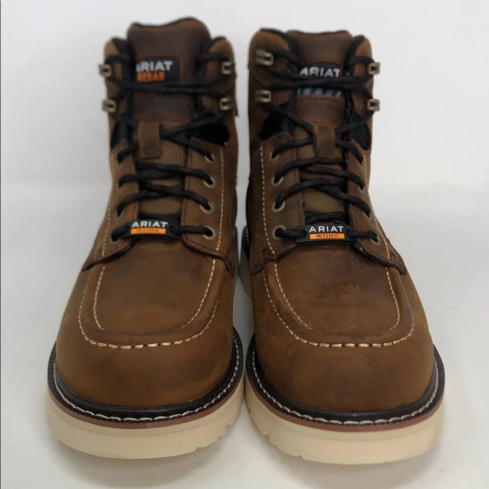 Ariat Work Rebar Lift 6” H2O Distressed Brown EH ESoft Toe Men’s Boots - Size 8